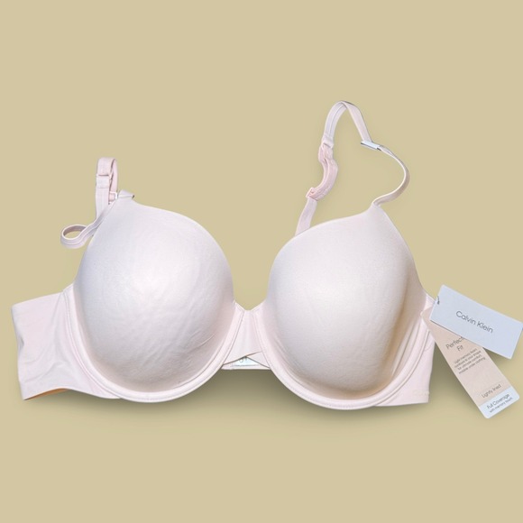 Calvin Klein F3837 Perfect Fit Full Coverage T-Shirt Bra 38C Pink Lightly Lined - Picture 2 of 10